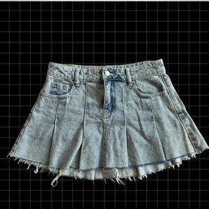 PacSun Light Blue Denim Pleated Mini Skirt
